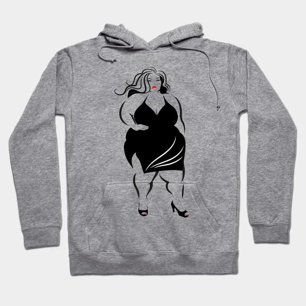 Curvy Pinup Hoodie by Toni Tees